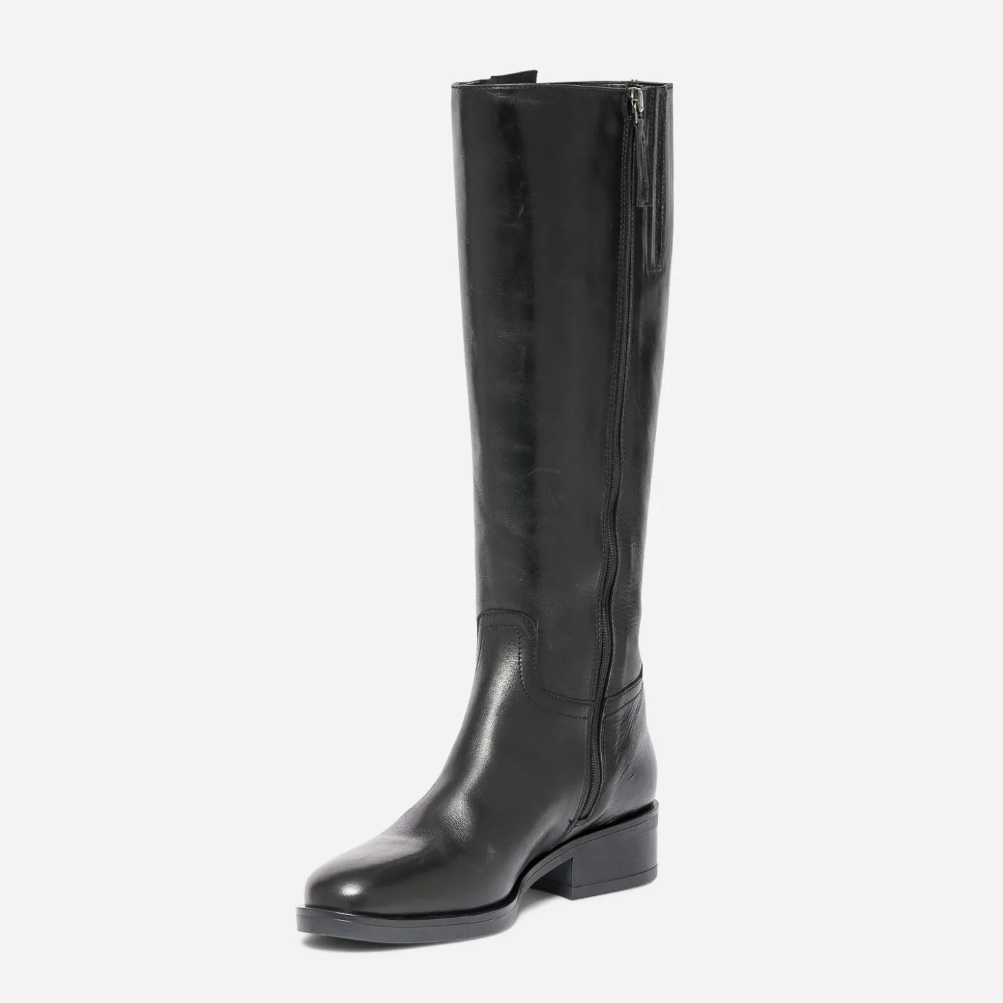 Botte noire en cuir à double boucle