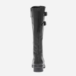 Botte noire en cuir à double boucle