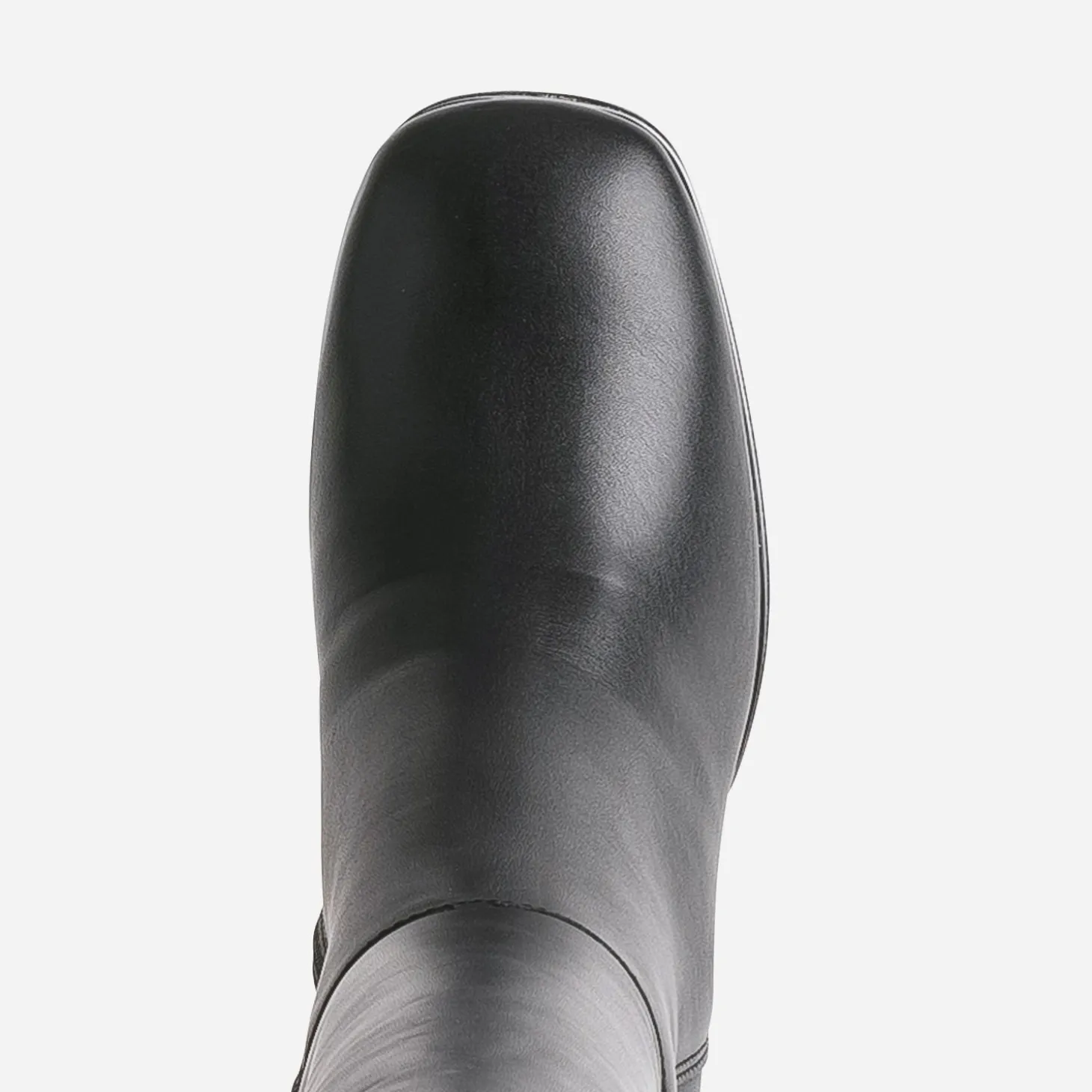 Botte noire en cuir à plateforme pour mollets fins
