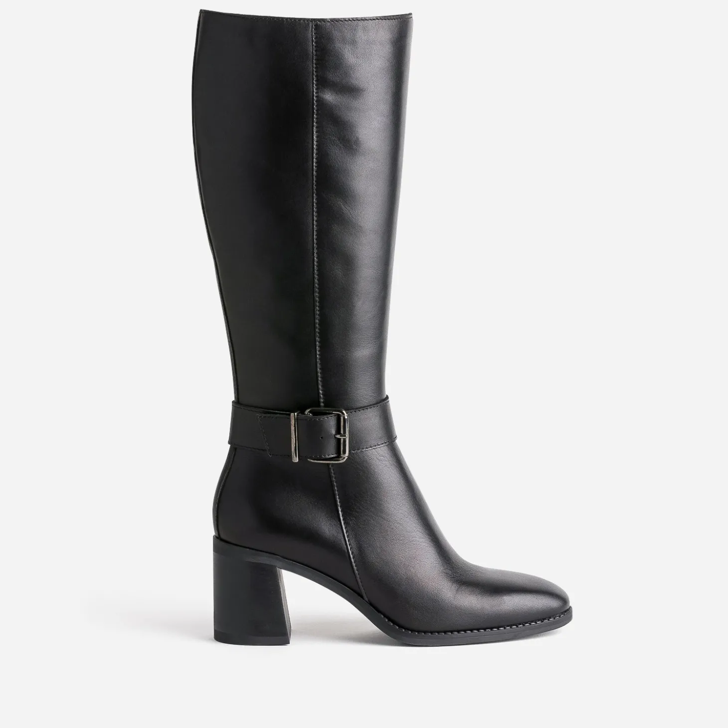 Botte noire en cuir à talon
