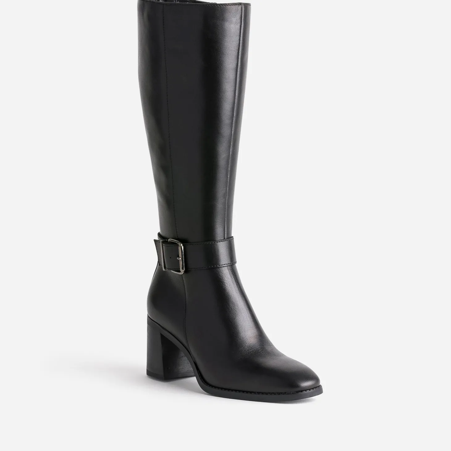 Botte noire en cuir à talon