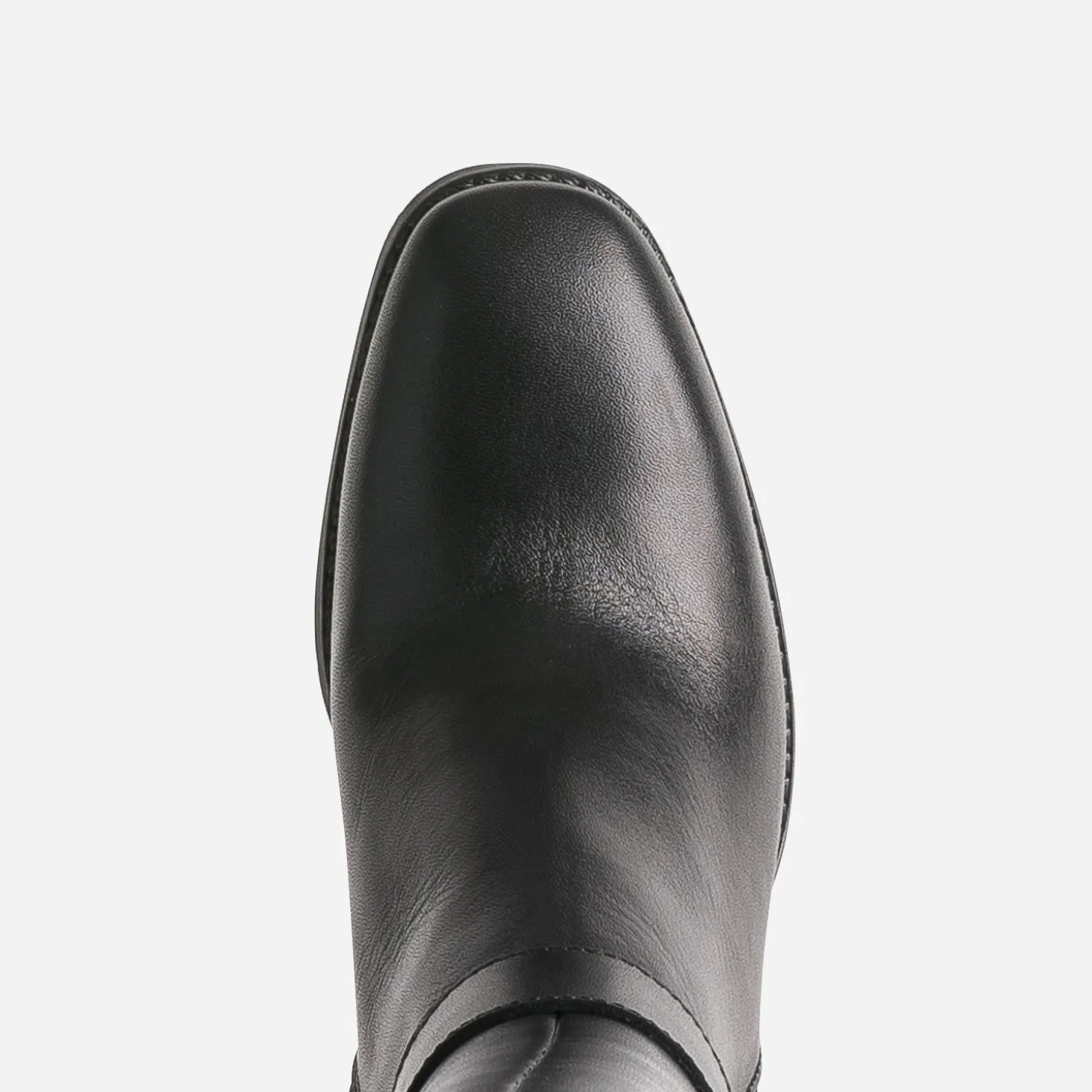 Botte noire en cuir à talon