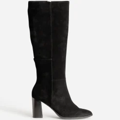 Botte noire en cuir velours