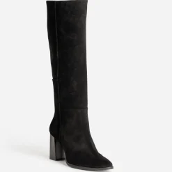 Botte noire en cuir velours