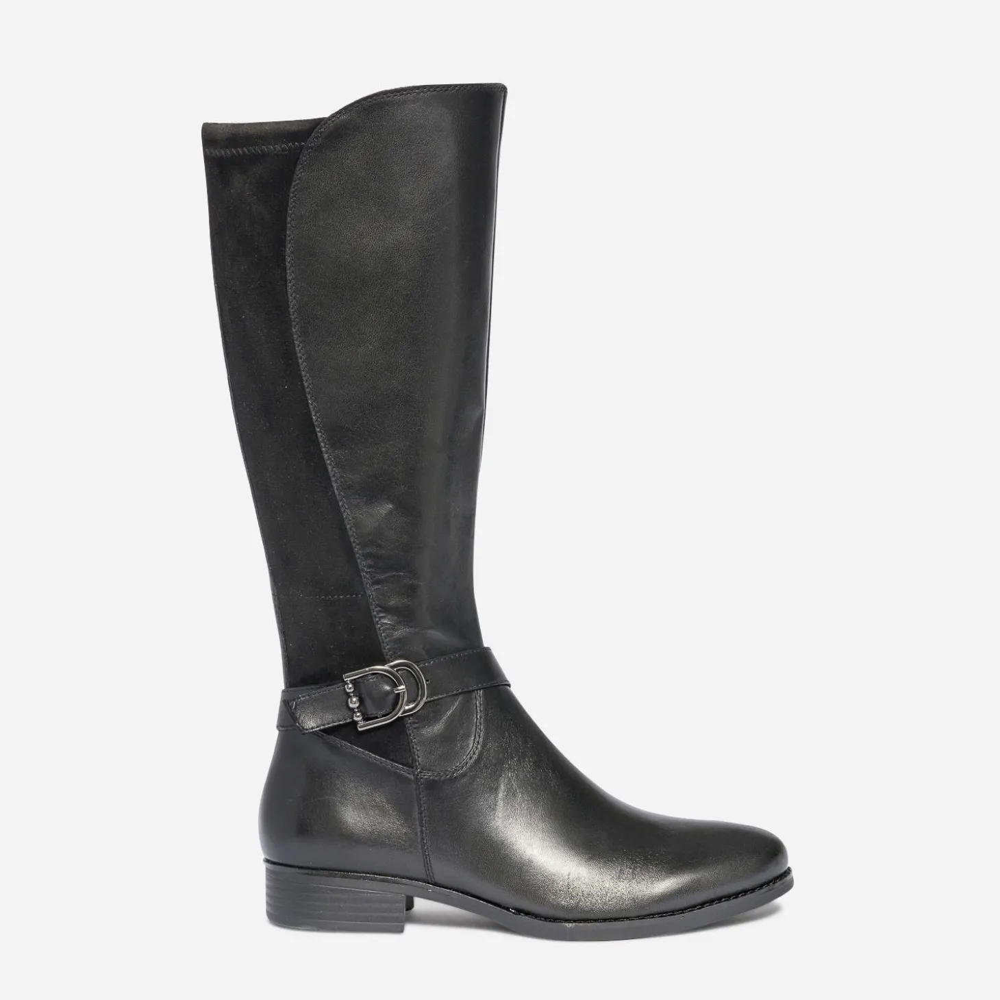 Botte plate CAPRICE noire en cuir