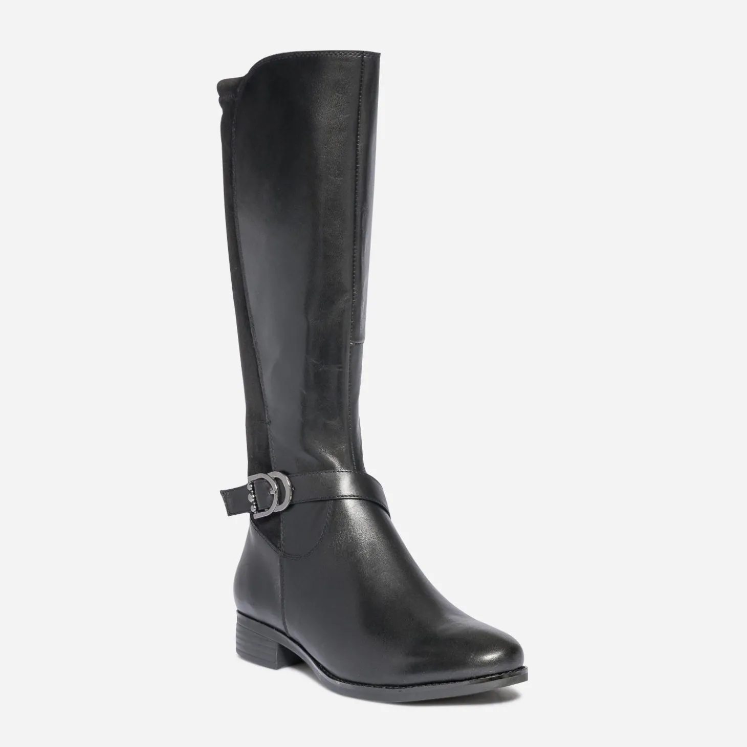 Botte plate CAPRICE noire en cuir