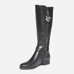 Botte plate CAPRICE noire en cuir