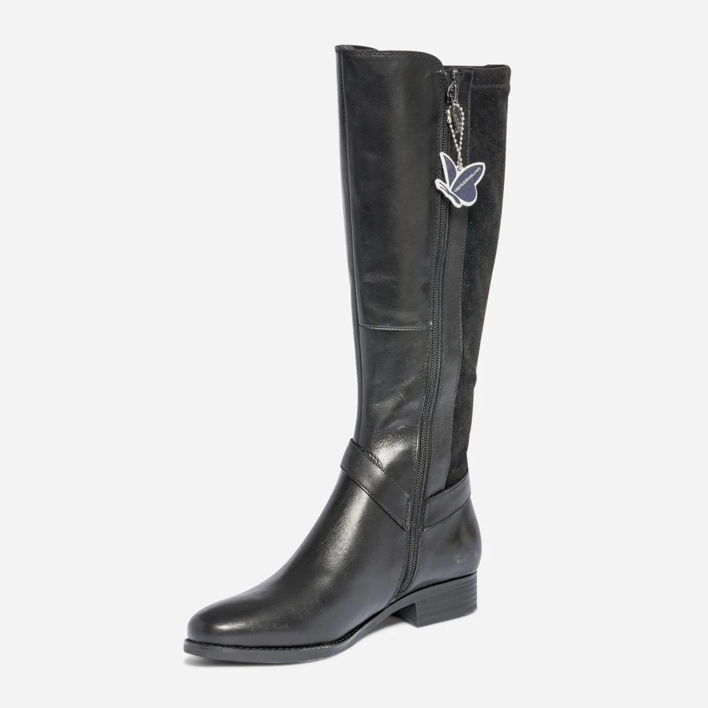Botte plate CAPRICE noire en cuir