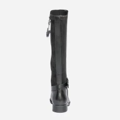 Botte plate CAPRICE noire en cuir