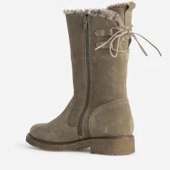 Botte taupe cuir velours fourré