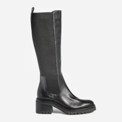 Botte TEXTO noire en cuir avec élastiques côtés