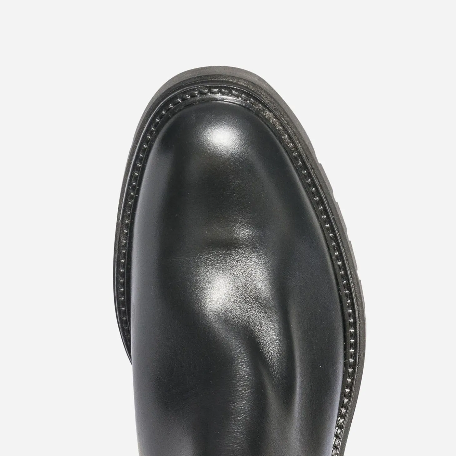 Botte TEXTO noire en cuir avec élastiques côtés