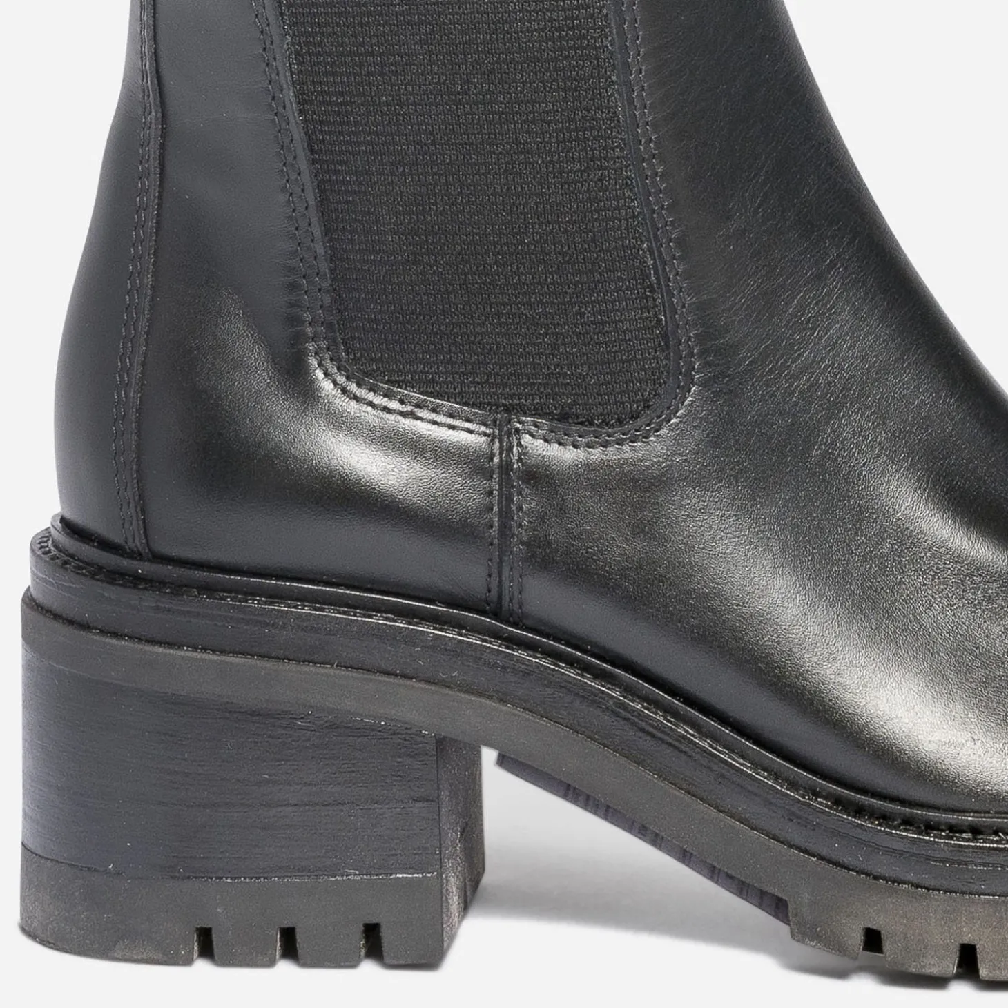 Botte TEXTO noire en cuir avec élastiques côtés