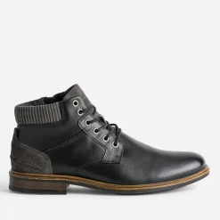 Bottine à lacet noire en cuir