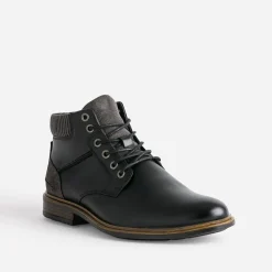 Bottine à lacet noire en cuir