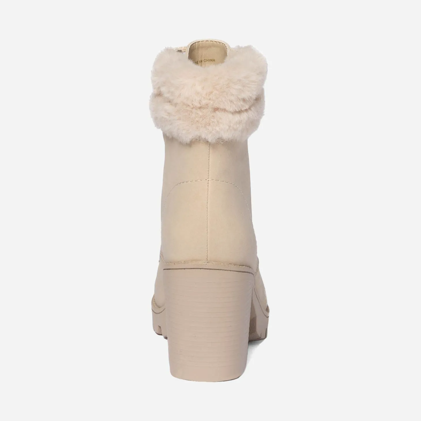Bottine à talon TEXTO beige esprit montagne