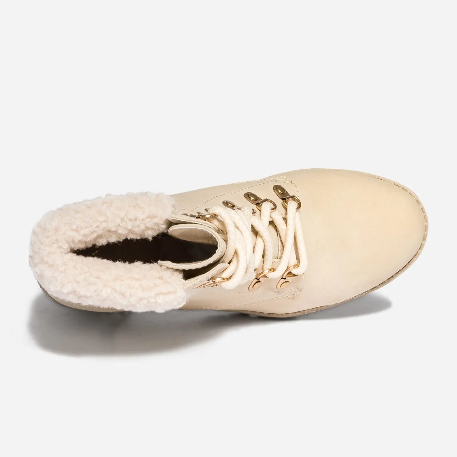 Bottine à talon TEXTO beige esprit montagne