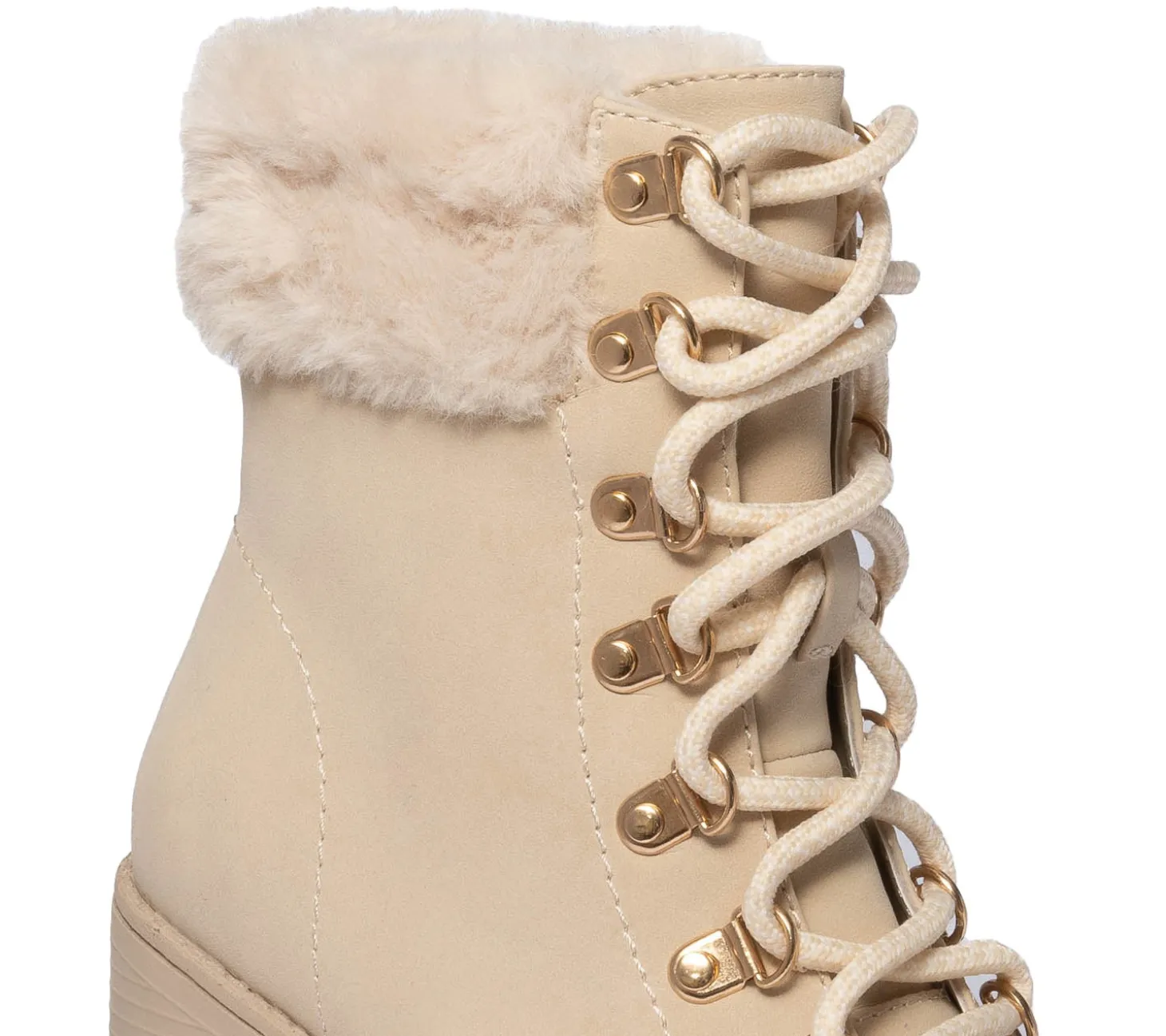 Bottine à talon TEXTO beige esprit montagne