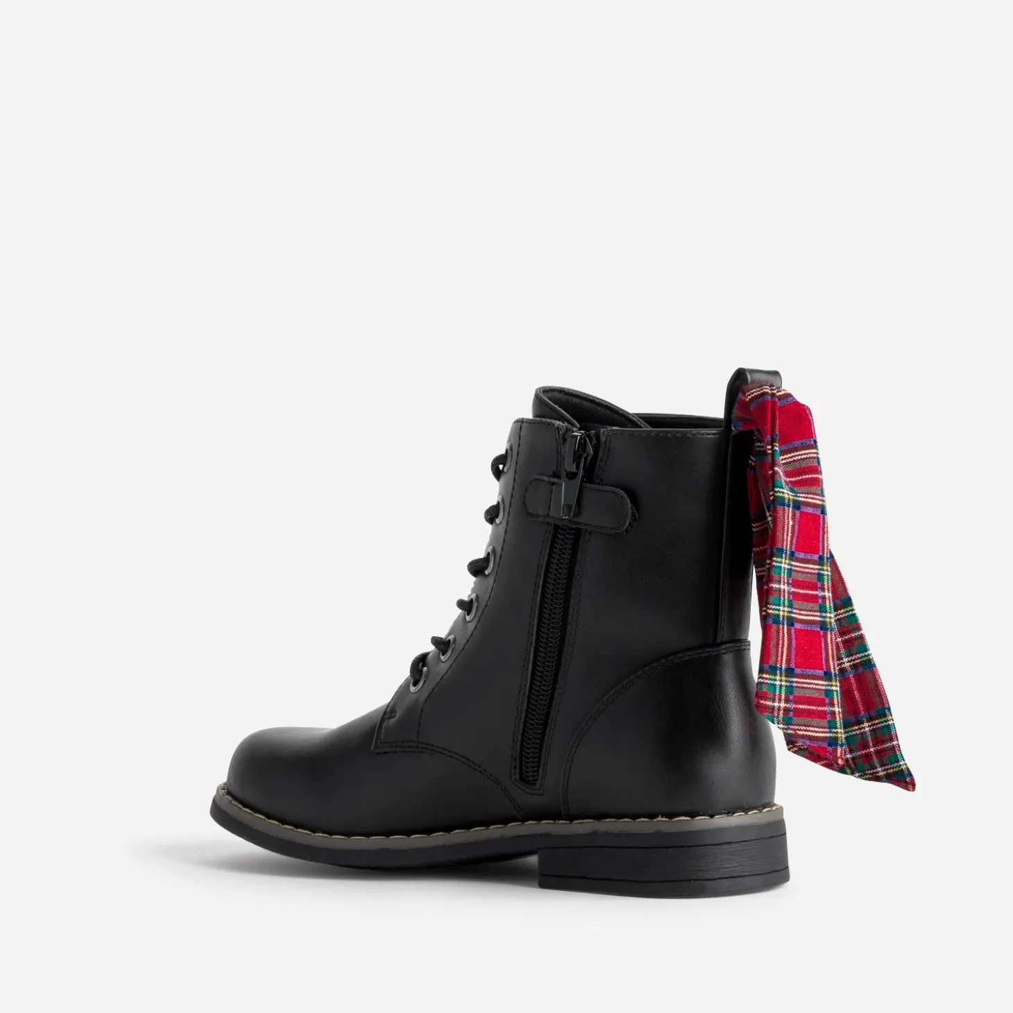 Bottine BUGGY noir cuir détails rubans
