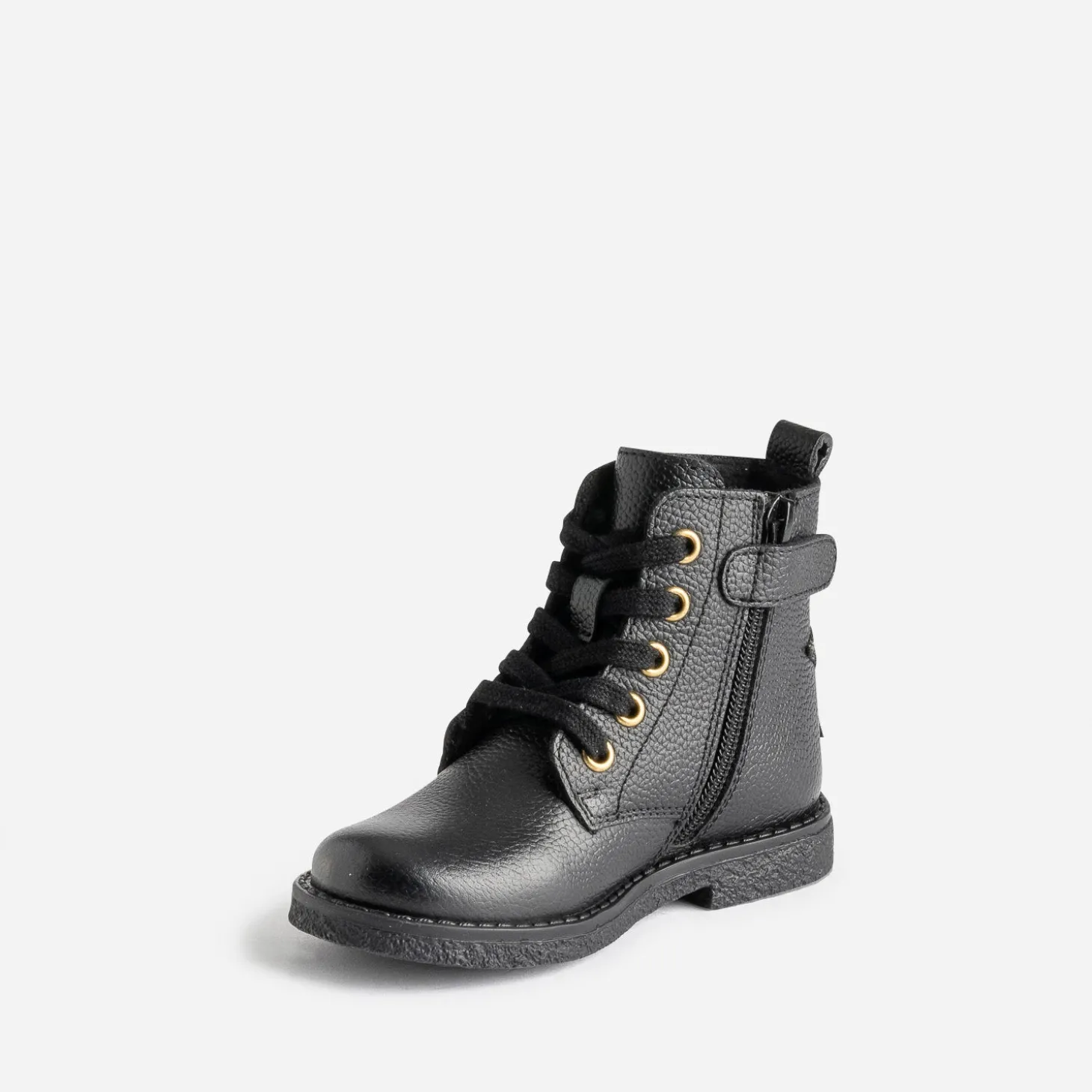Bottine éco-conçue BUGGY noire en cuir décor étoile