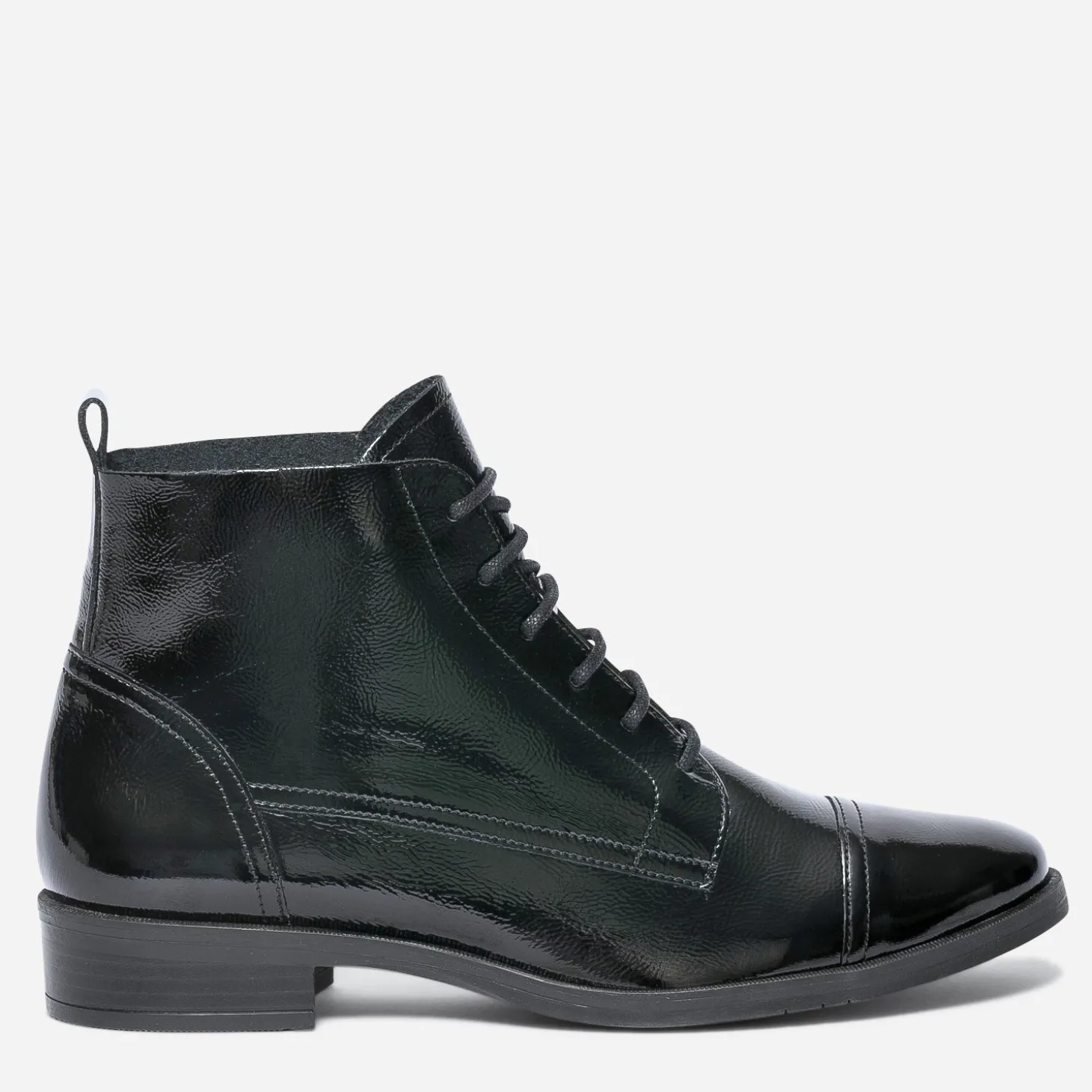 Bottine ERAM FLEX noire en cuir verni