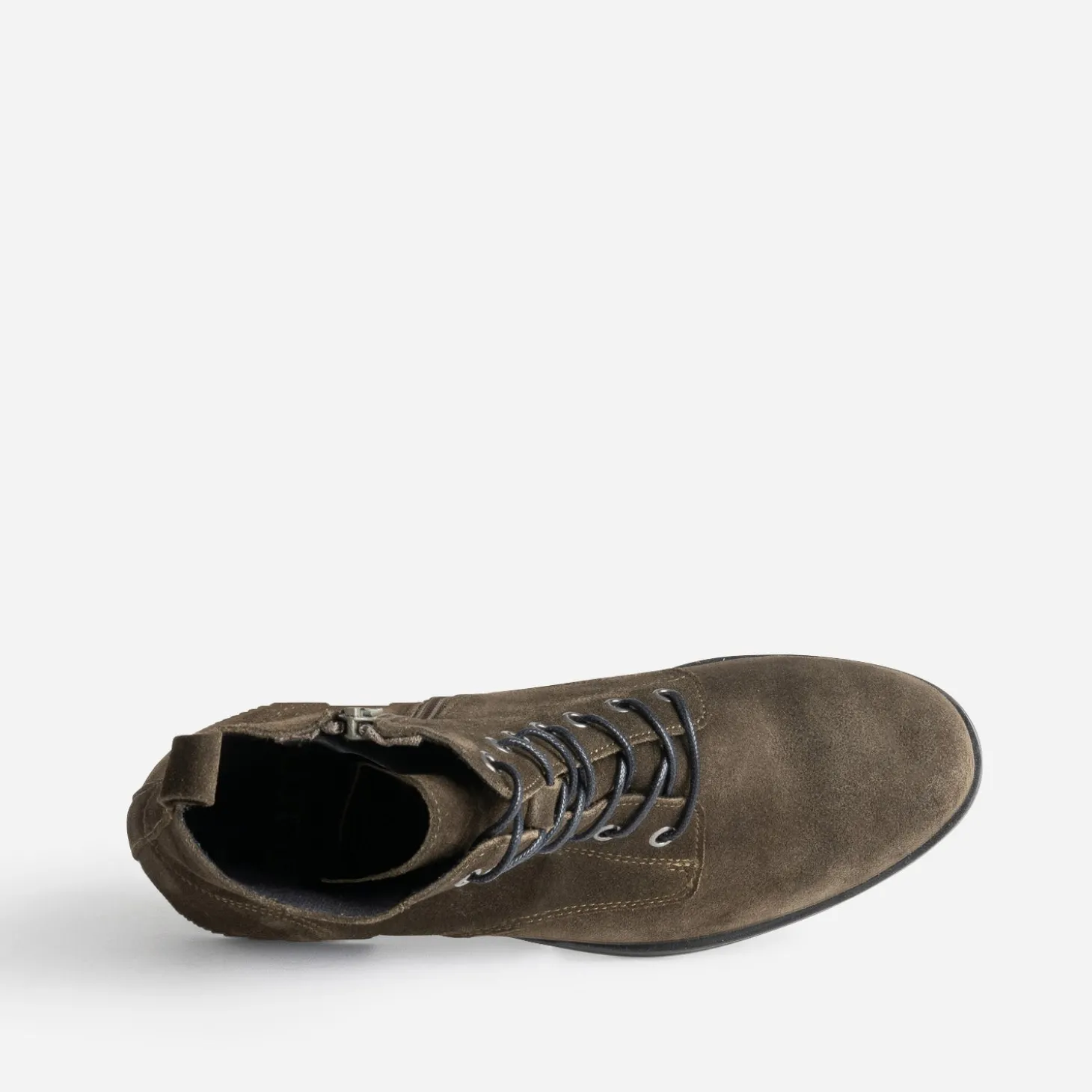 Bottine kaki en cuir velours