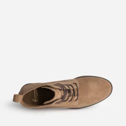 Bottine taupe cuir velours à lacet