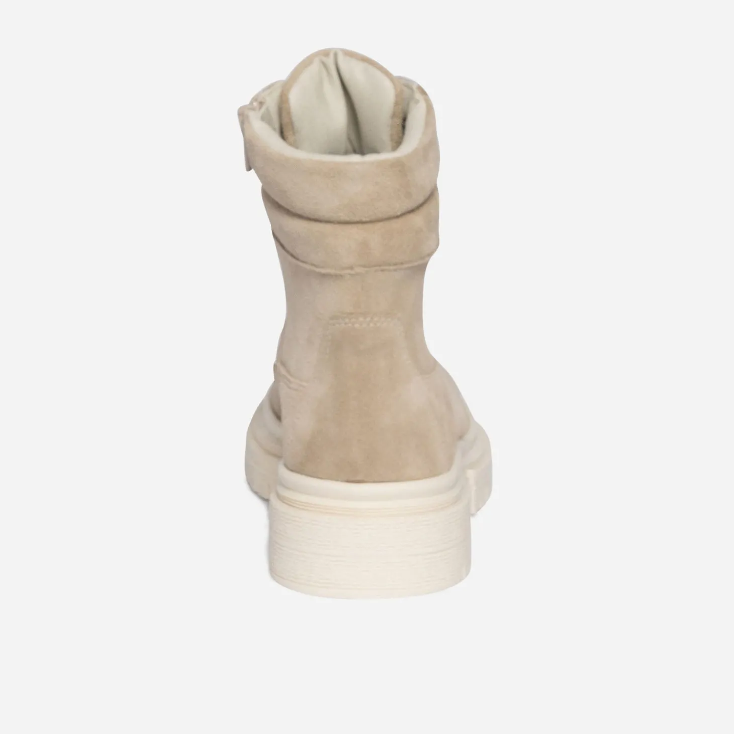 Bottine TEXTO taupe éco-conçue en cuir velours