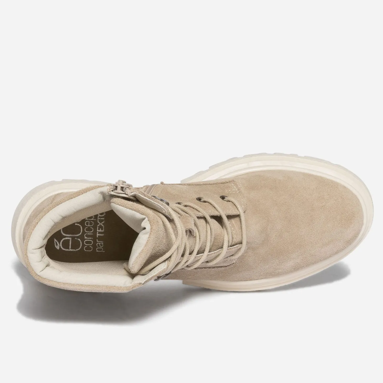 Bottine TEXTO taupe éco-conçue en cuir velours