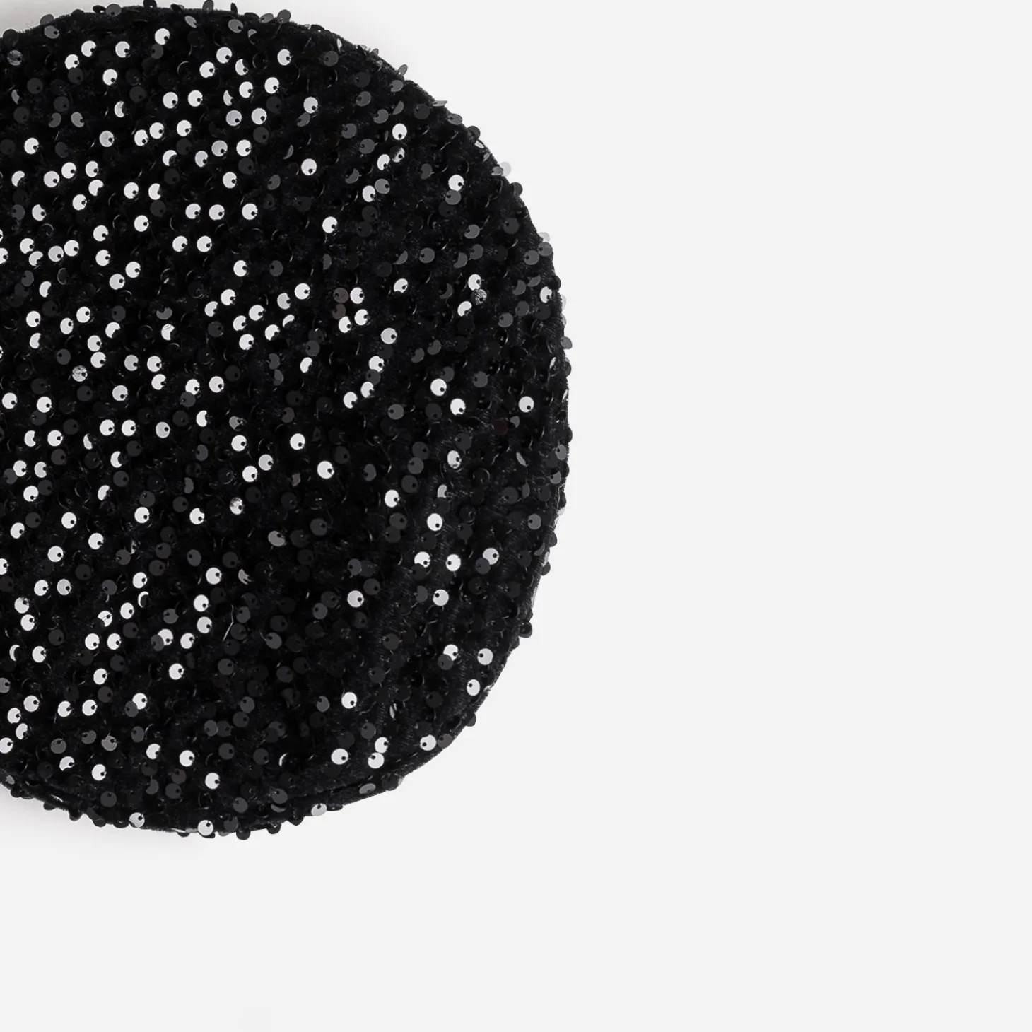 Béret TEXTO noir en velours brodé sequins
