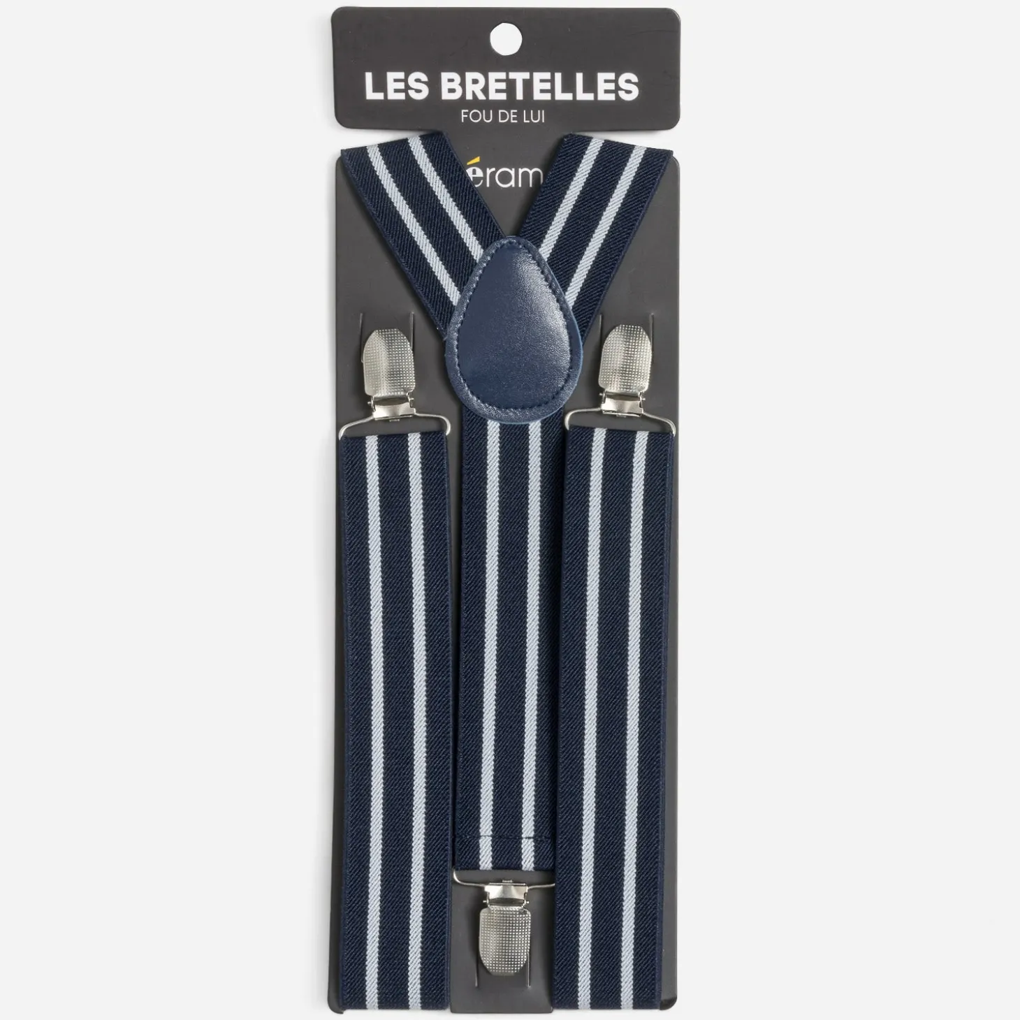 Bretelles élastiquées marine rayées blanc