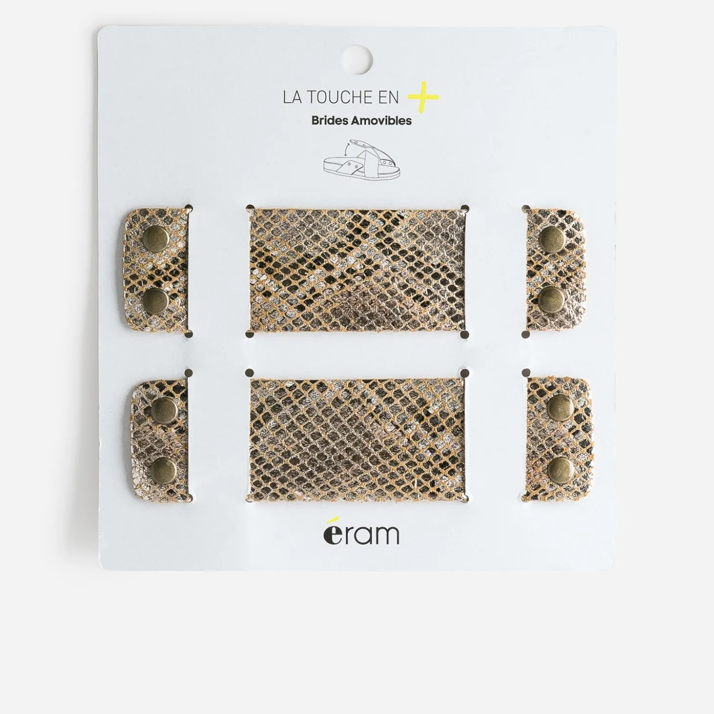 Brides amovibles beiges en cuir effet python doré