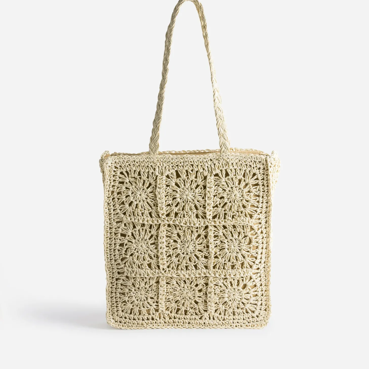 Cabas beige en paille papier