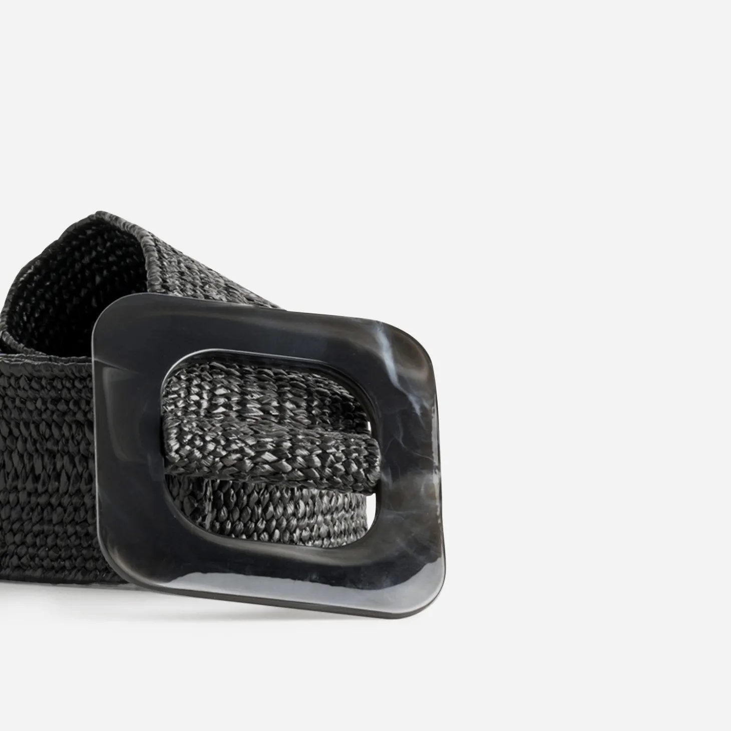 Ceinture noire tressée boucle résine