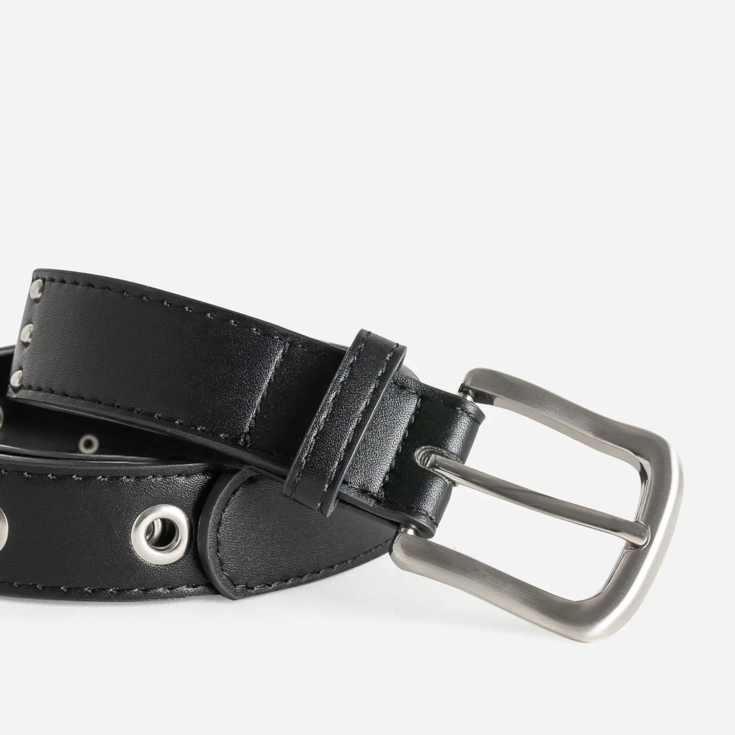 Ceinture TEXTO noire décor clous et œillets