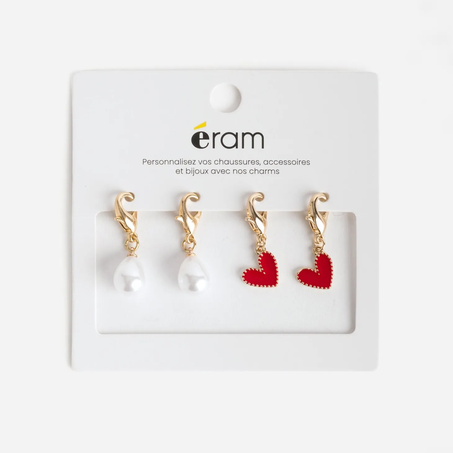Charms dorés métal cœurs et perles