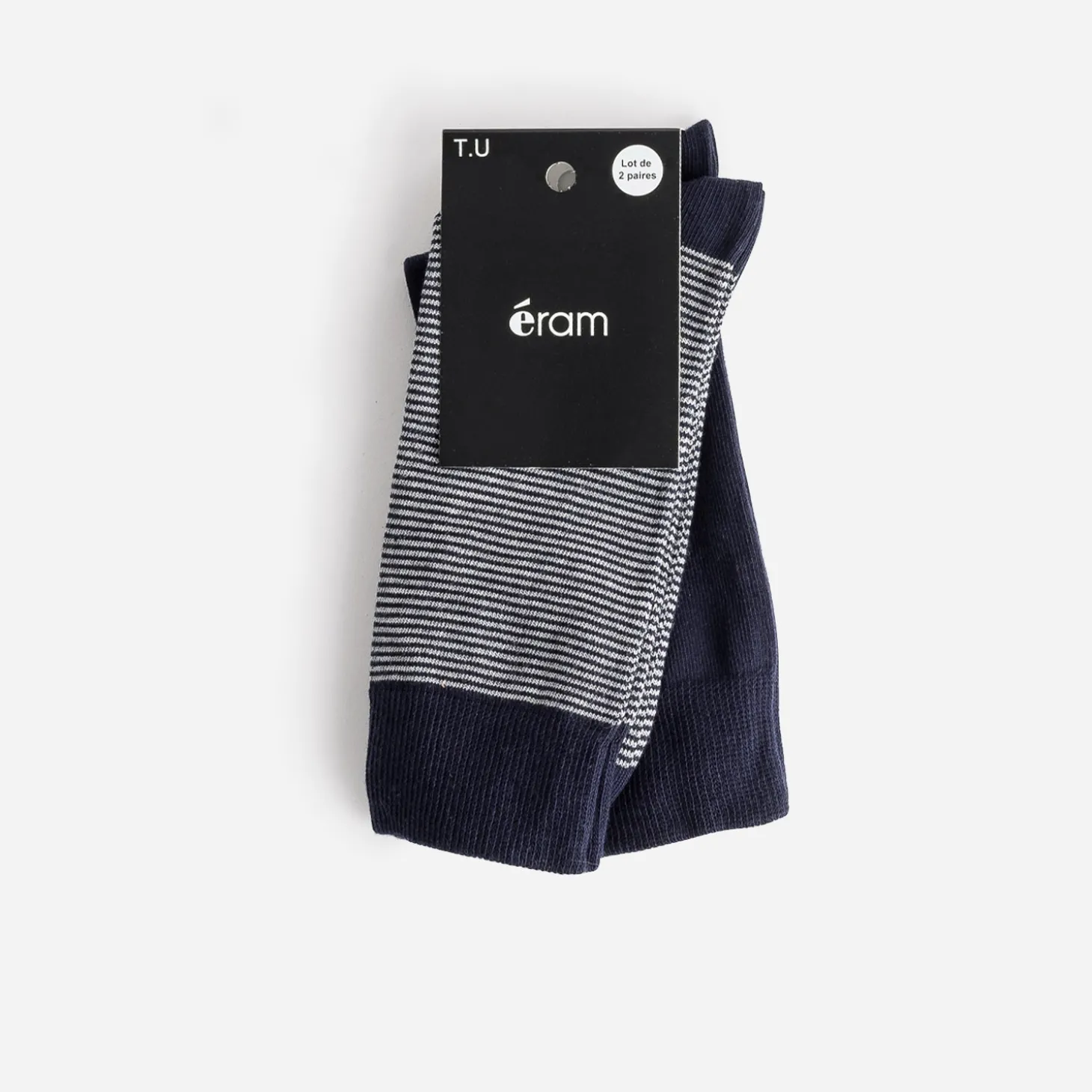 Chaussettes bleu marine et motif rayures