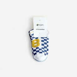 Chaussettes courtes bleu clair, blanc, bleu foncé