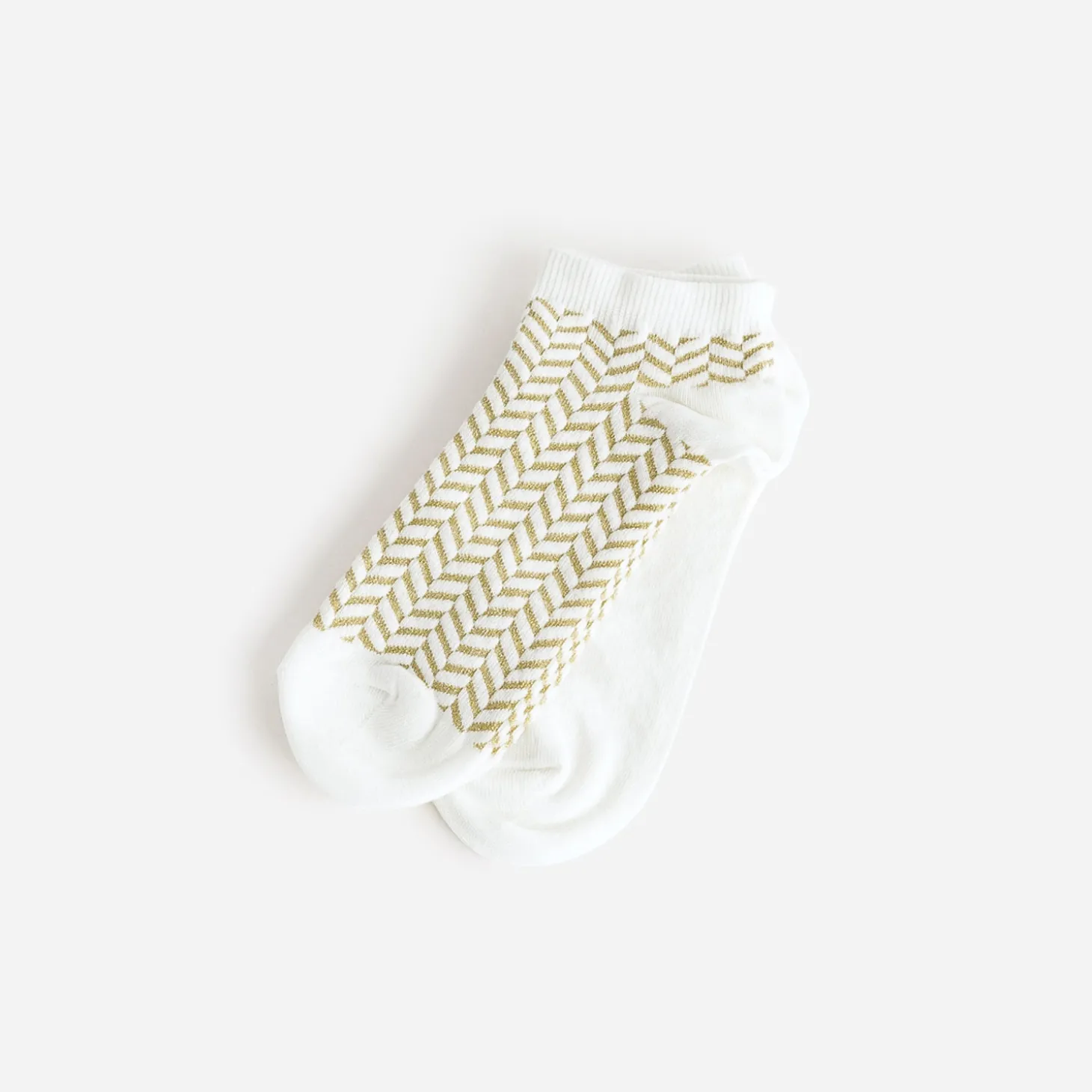 Chaussettes écrues et chevrons dorés