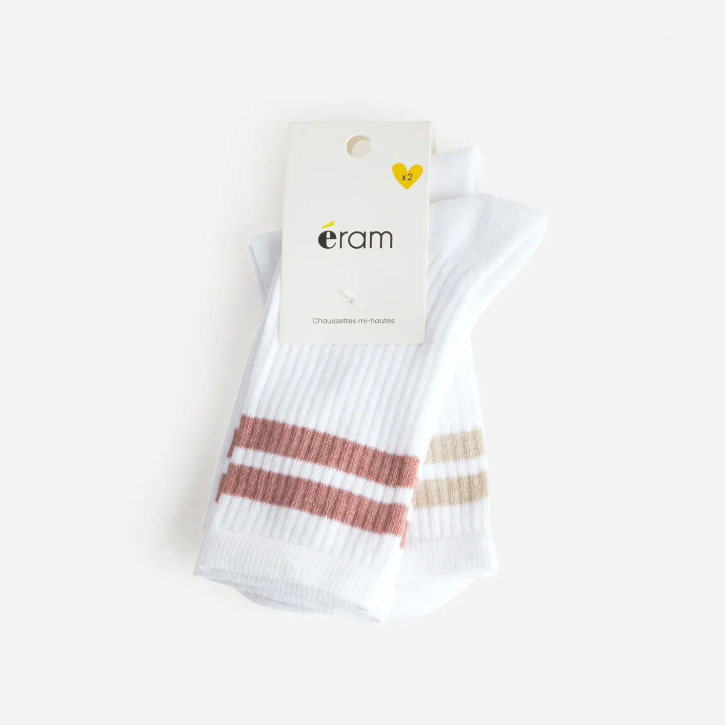 Chaussettes hautes blanches à rayures
