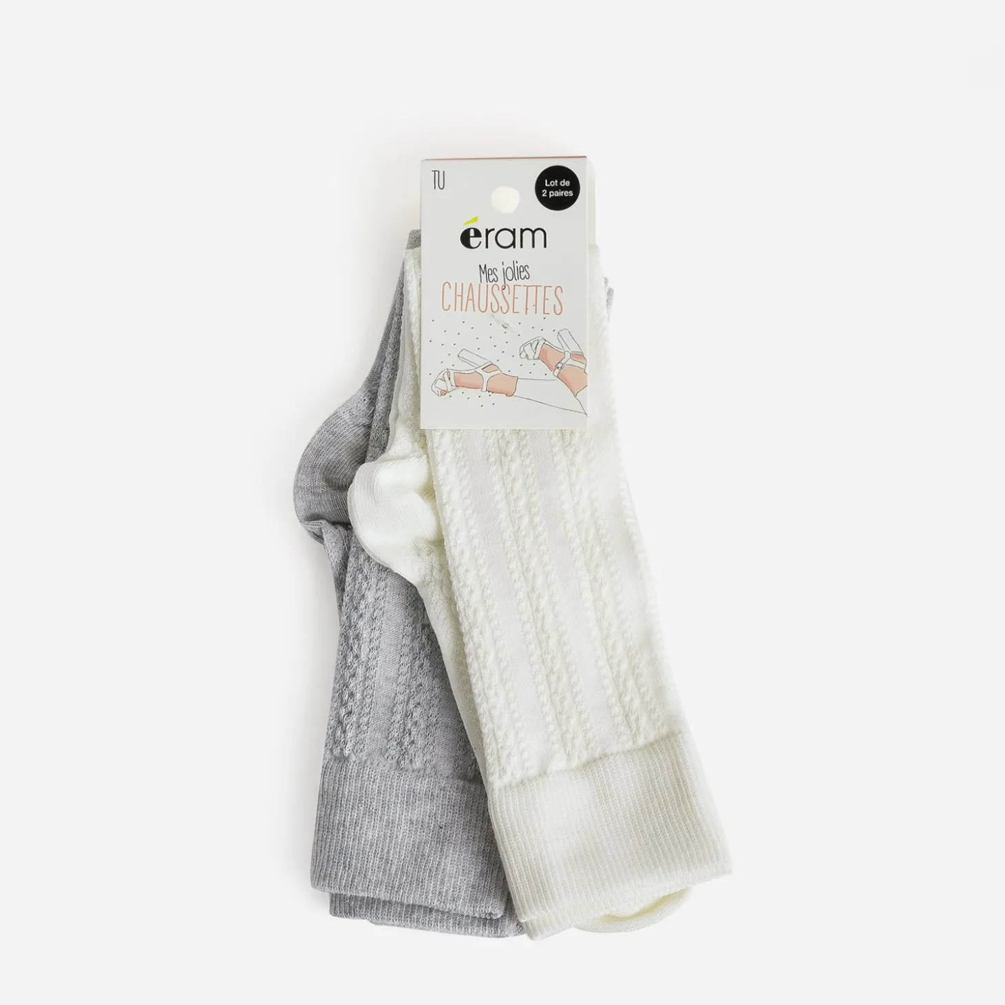 Chaussettes hautes écrues et grises