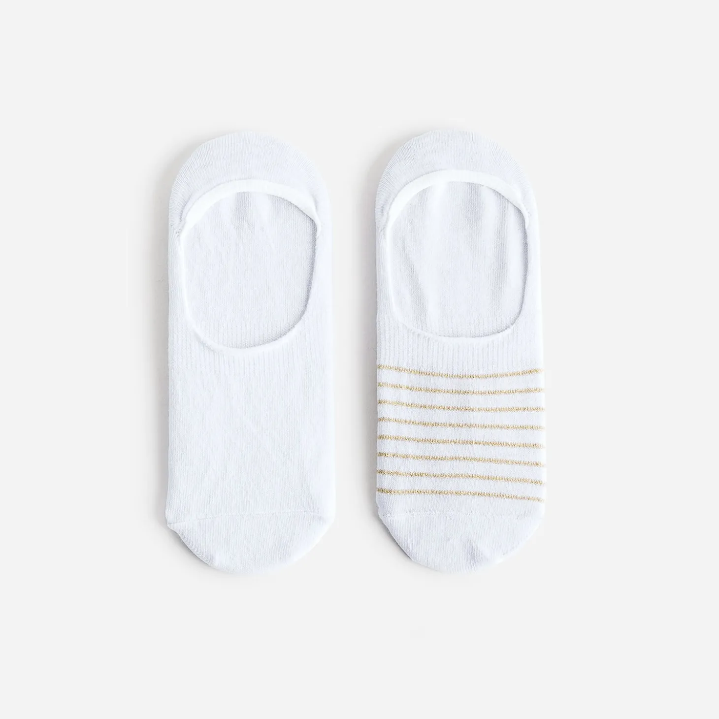 Chaussettes invisibles blanches et à rayures dorées