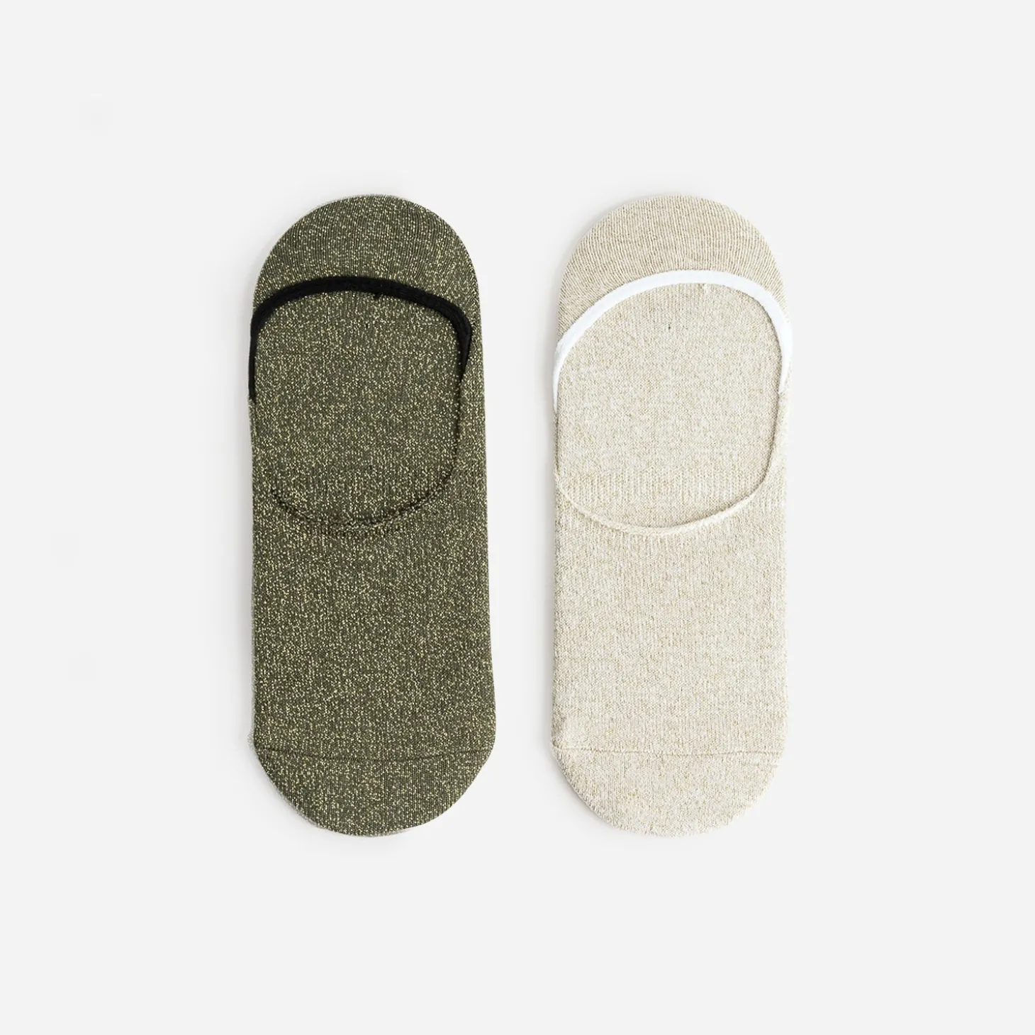 Chaussettes invisibles kaki et beige pailletées