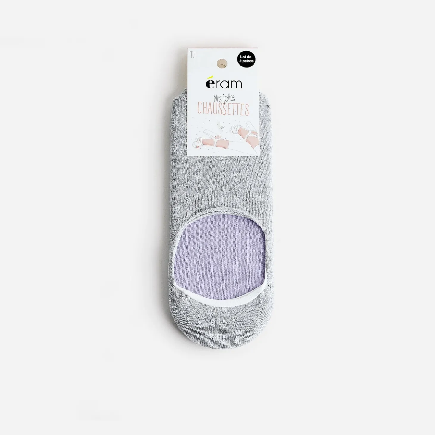 Chaussettes invisibles parme et gris argenté