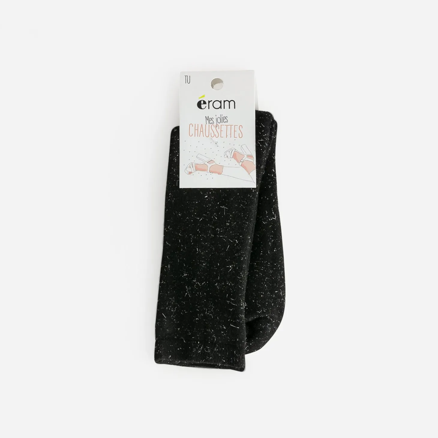 Chaussettes noires pailletées argent
