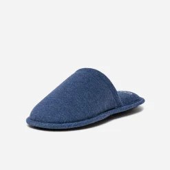 Chausson-mule bleu en textile