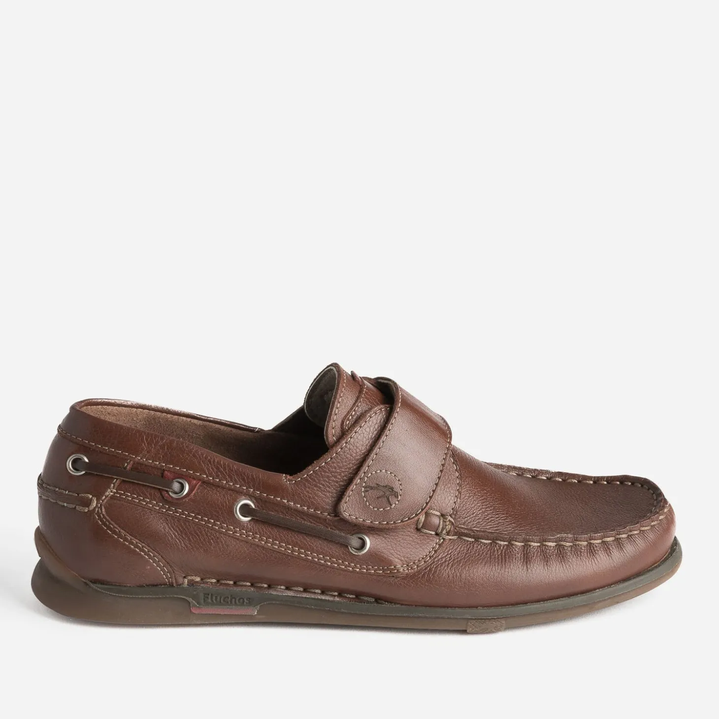 Chaussure-bateau FLUCHOS cognac en cuir à scratch