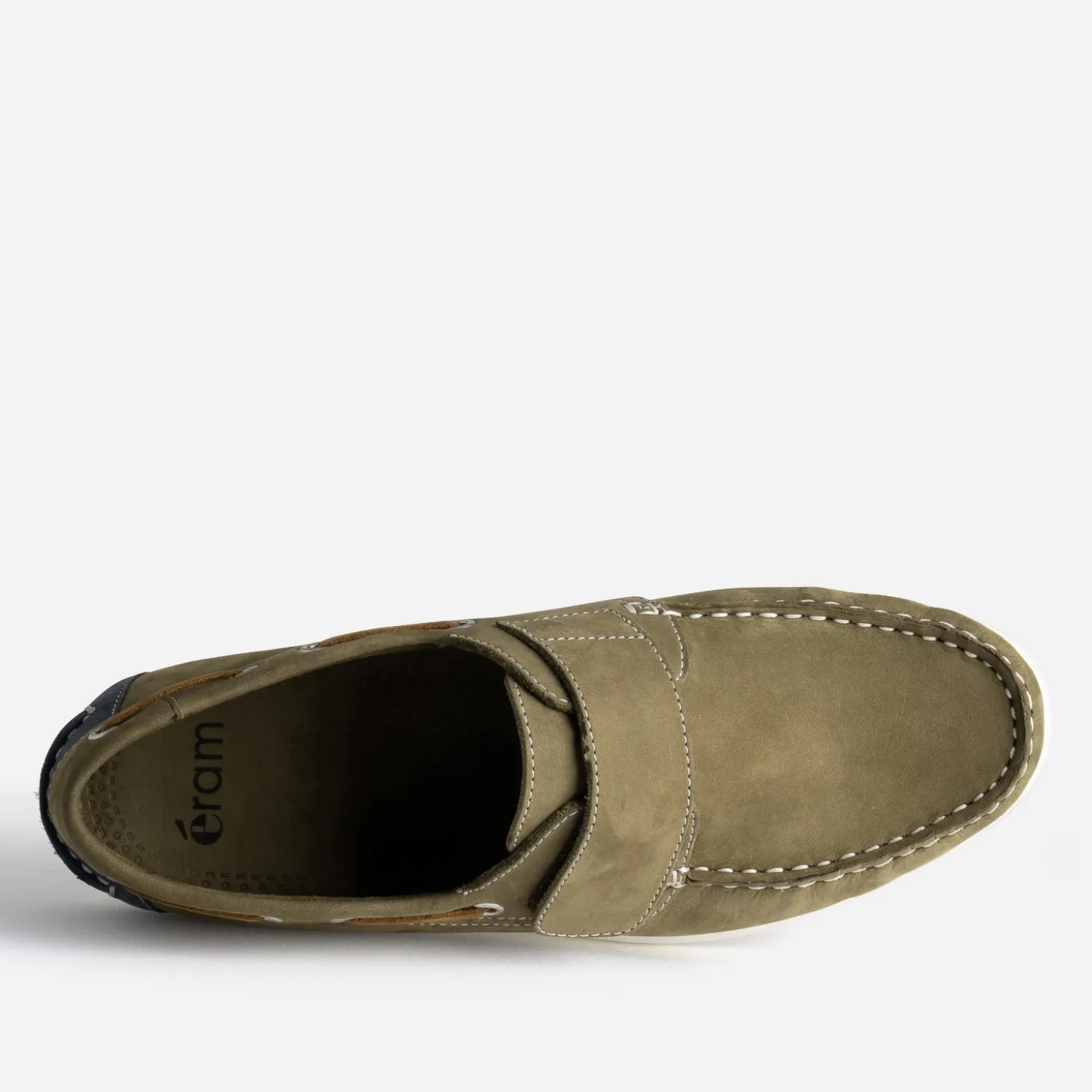 Chaussure-bateau kaki cuir nubuck scratch