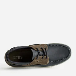Chaussure-bateau TBS marine et marron cuir