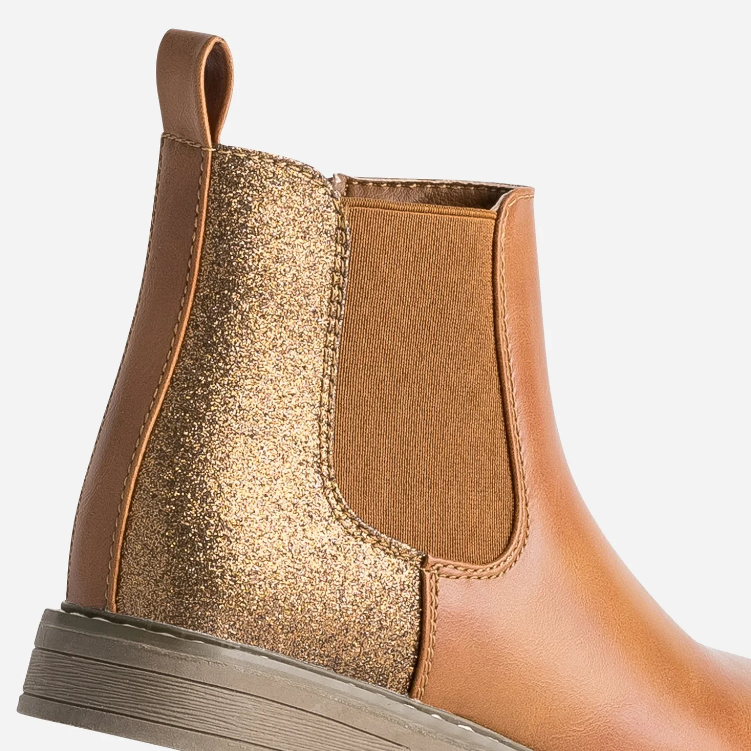 Chelsea boots BUGGY camel détails pailletés